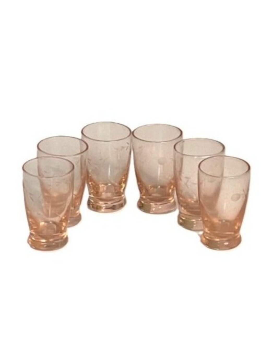 Vintage Pioneer Japan Willow Moon Pink Cordial Glasses 2.25" Circa 1945 Pristine